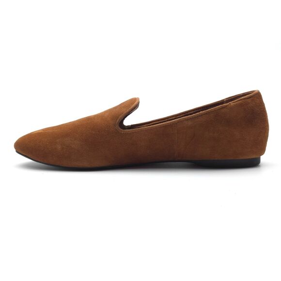 BIRDIES Starling Flat Chestnut Suede Smoking Slipper Old Money Quiet Luxury Boho - Picture 4 of 10